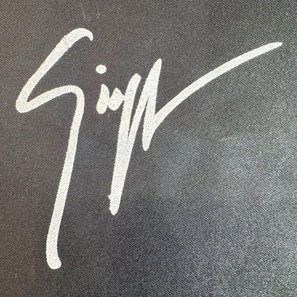 Set Of 2 Drawstring Storage Dust Bags Designer Logo Design Black & Silver Satin - Picture 2 of 7